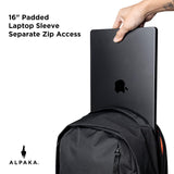ALPAKA Metro Backpack Pro for Men - Fits 16" Laptop Business Travel Backpack with YKK Zippers, MOD Key Leash & Luggage Pass - through, Padded and Weatherproof X - pac Material Work Bag (Black)