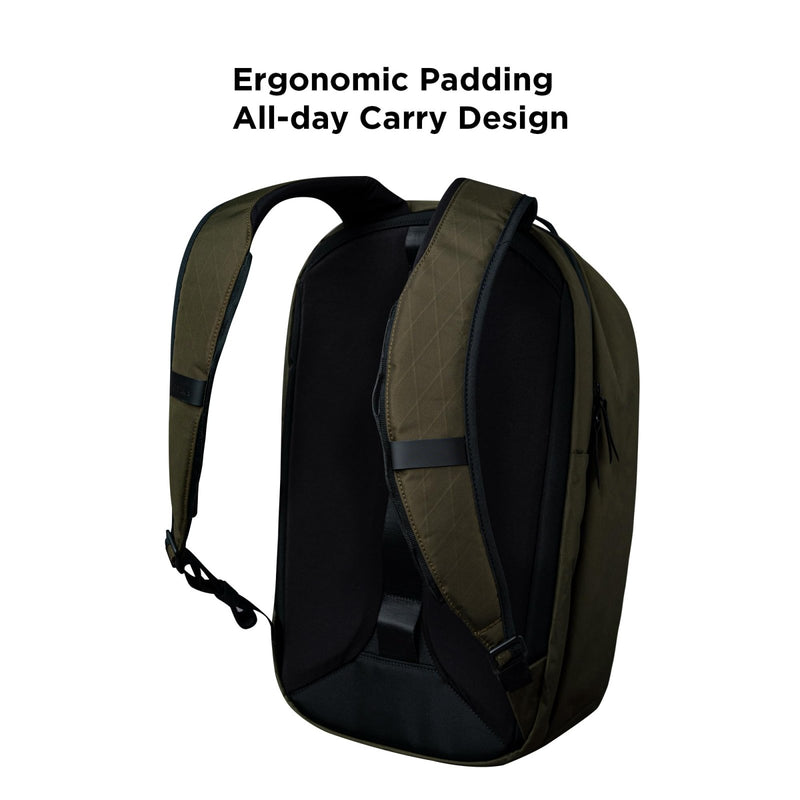 ALPAKA Metro Backpack Pro for Men - Fits 16" Laptop Business Travel Backpack with YKK Zippers, MOD Key Leash & Luggage Pass - through, Weatherproof X - pac Material Work Bag(Olive Green)