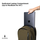 ALPAKA Metro Backpack Pro for Men - Fits 16" Laptop Business Travel Backpack with YKK Zippers, MOD Key Leash,Axoflux 600D (Army Green)