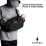 ALPAKA Metro Crossbody Left Shoulder 7.5L - Crossbody Bag Men,Sling Backpack - Fits 11" Tablet - Single Shoulder with YKK Zipper - Expandable Water Bottle Pocket - Phone Sleeve - Black Axoflux 210D