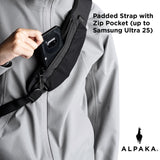 ALPAKA Metro Crossbody Left Shoulder 7.5L - Crossbody Bag Men,Sling Backpack - Fits 11" Tablet - Single Shoulder with YKK Zipper - Expandable Water Bottle Pocket - Phone Sleeve - Black Axoflux 210D
