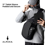 ALPAKA Metro Crossbody Right Shoulder 7.5L - Crossbody Bag Men,Sling Backpack - Fits 11" Tablet - Single Shoulder with YKK Zipper - Expandable Water Bottle Pocket - Phone Sleeve - Black Axoflux 210D