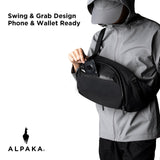 ALPAKA Metro Crossbody Right Shoulder 7.5L - Crossbody Bag Men,Sling Backpack - Fits 11" Tablet - Single Shoulder with YKK Zipper - Expandable Water Bottle Pocket - Phone Sleeve - Black Axoflux 210D