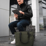 ALPAKA Metro Tote 14L Water - Resistant Zipper Tote Bag, Fits 16 Inch Laptop with Sleeve,Tablet Pocket,Detachable Key Clip External Water Bottle Holder for Commuter Work Travel Black