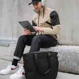 ALPAKA Metro Tote 14L Water - Resistant Zipper Tote Bag, Fits 16 Inch Laptop with Sleeve,Tablet Pocket,Detachable Key Clip External Water Bottle Holder for Commuter Work Travel Black