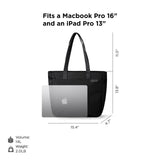 ALPAKA Metro Tote 14L Water - Resistant Zipper Tote Bag, Fits 16 Inch Laptop with Sleeve,Tablet Pocket,Detachable Key Clip External Water Bottle Holder for Commuter Work Travel Black