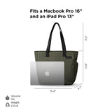ALPAKA Metro Tote 14L Water - Resistant Zipper Tote Bag, Fits 16 Inch Laptop with Sleeve,Tablet Pocket,Detachable Key Clip External Water Bottle Holder for Commuter Work Travel Black