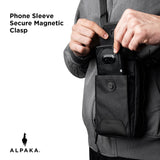ALPAKA Modular Sling V2 - Mini Sling Bag for Phone, Magnetic Quick Access, EDC Crossbody Bag with Adjustable Strap, Black X - Pac VX21 Weatherproof Fabric