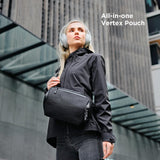 ALPAKA Vertex Pouch - All - in - One Sling Bag, EDC Pouch, and Desk Caddy - Fits an iPad Mini, Headphones, and More - Weatherproof Black X - Pac RX36 Fabric