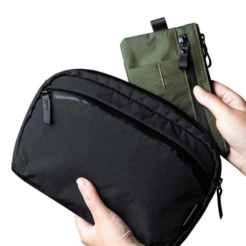 ALPAKA Zip Clutch Dark Green X - Pac VX21 - Functions as Zipper Wallet and EDC Carrier - Weatherproof and RFID Blocking Material - 3 External Slots for EDC Gear - 3 Inside Pockets