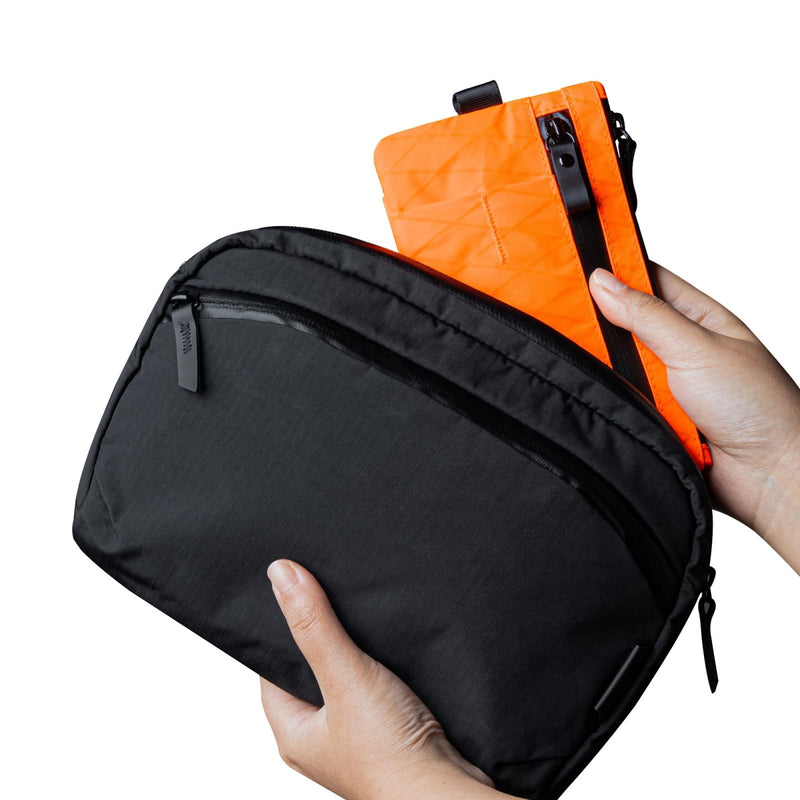 ALPAKA Zip Clutch Hot Orange X - Pac VX25 - Functions as Zipper Wallet and EDC Carrier - Weatherproof and RFID Blocking Material - 3 External Slots for EDC Gear - 3 Inside Pockets