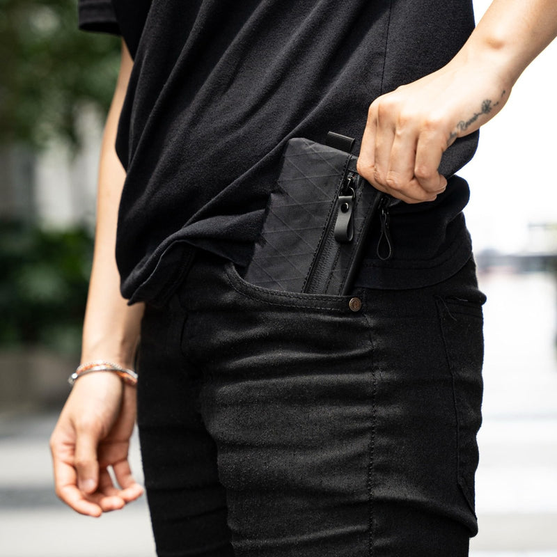 ALPAKA Zip Pouch Black X - Pac - RFID - Blocking Small Cash and Card Zip Wallet with Carbon Neutral, Weatherproof Fabrics, YKK Zipper, EDC Pouch for Men Travel