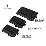 ALPAKA Zip Pouch Black X - Pac - RFID - Blocking Small Cash and Card Zip Wallet with Carbon Neutral, Weatherproof Fabrics, YKK Zipper, EDC Pouch for Men Travel