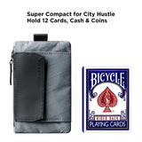 ALPAKA Zip Pouch Coin - Compact EDC Card Holder and Cash Wallet - RFID Blocking Minimalist Travel Wallet - Weatherproof Slate Grey X - Pac VX21 Fabric