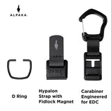 ALPAKA Zip Pouch Pro and HUB Carabiner(L) - Zipper Wallet - RFID Blocking Material - Three Multi - tool Slots - Holds 4 - 12 Cards ; Quick Release Keychain with Magnetic Belt Clip - EDC Carabiner