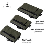 ALPAKA Zip Pouch Pro X - Pac VX21 - Slim Zipper Wallet with RFID Blocking, ID Card Holder, YKK Zippers Multi - tool Slot, Weatherproof Fabric Small Tech Pouch for Men Travel (Dark Green)
