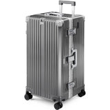 ALPHA CAMP Trunk Luggage, Large 28 Inch Thickened Aluminum Frame Luggage with TSA Spinner Wheels, 3-Layer PC Hardside Zipperless Travel Suitcase, Type-C USB Charging Port, Cup Holder, Grey