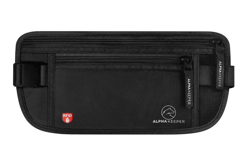 Alpha Keeper Hidden Travel Money Belt - RFID Blocking Waist Wallet & Passport Holder for Women and Men, Anti - Theft Slim Security Pouch