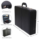 Alpine Swiss Mens Briefcase | Expandable Genuine Leather Attache Briefcase For Men | Dual Combination Lock Business Case