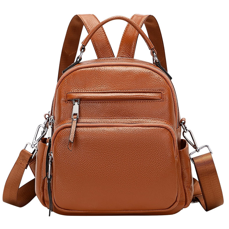 ALTOSY Genuine Leather Backpack for Women Small Convertible Backpack Purse Ladies Shoulder Bag 4 in 1 to Carry
