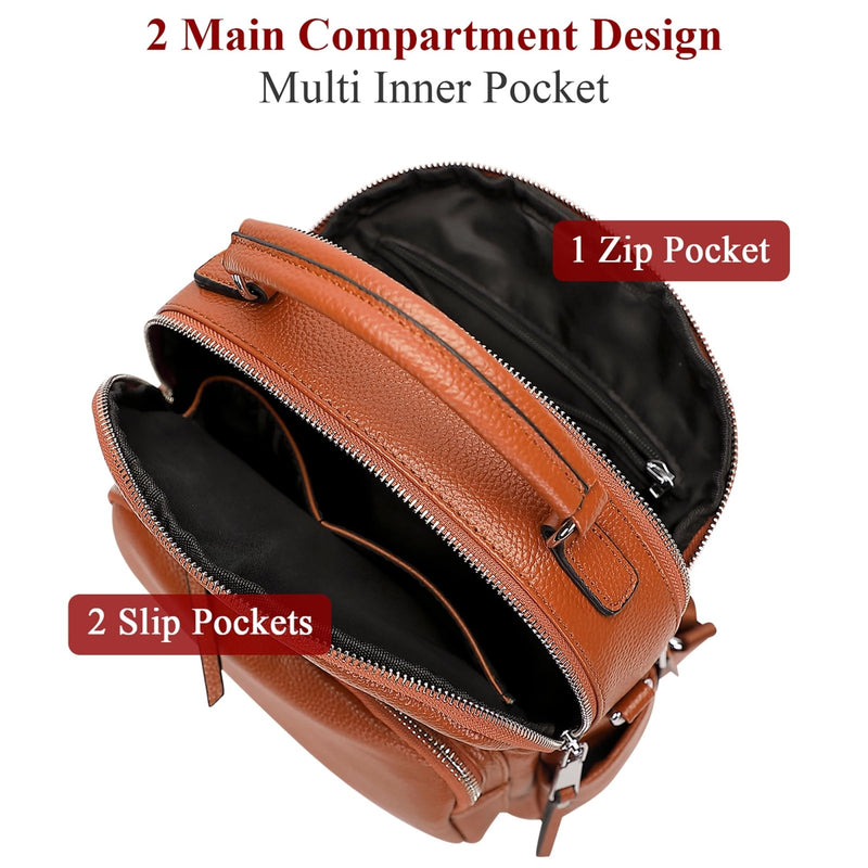 ALTOSY Genuine Leather Backpack for Women Small Convertible Backpack Purse Ladies Shoulder Bag 4 in 1 to Carry