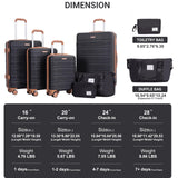 Amalodie Luggage Sets 4 Piece,Suitcases with Double Spinner Wheels and TSA Lock,Hardcase 6 set Luggage with Travel Duffle Bag,Carry On Luggage Set