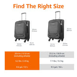 Amazon Basics 17" Carry - On Softside Luggage Suitcase with TSA Lock, 8 Spinner Wheels, Front Exterior Pocket, 3 Interior Pockets, Sturdy Telescoping Handle, Black