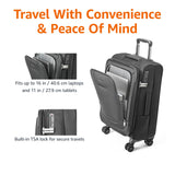 Amazon Basics 17" Carry - On Softside Luggage Suitcase with TSA Lock, 8 Spinner Wheels, Front Exterior Pocket, 3 Interior Pockets, Sturdy Telescoping Handle, Black