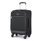Amazon Basics 18" Medium Carry - On Softside Expandable Suitcase with 360 - Degree Spinner Wheels, Telescoping Handle, Zippered Pocket and Straps, Black