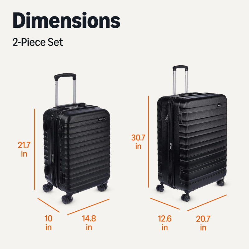 Amazon Basics 2-Piece Hardside Luggage Set (21" Carry-on, 30"), Expandable Suitcases with Spinner Wheels, Scratch-Resistant Surface, Black