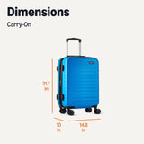 Amazon Basics 21" Hardside Carry - On Luggage with Expandable Space, Scratch - Resistant Surface, Telescoping Handle, Four Multi - directional Wheels, Light Blue