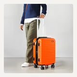 Amazon Basics 21" Hardside Carry - On Luggage with Spinner Wheels, Expandable for Up to 25% More Space, Scratch - Resistant Hardshell Suitcase, Telescoping Handle, Orange