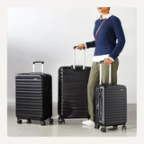 Amazon Basics 3-Piece Hardshell Luggage Set (21", 26", 30"), Scratch-Resistant Expandable Suitcases with Multi-directional Wheels and Telescoping Handle, Black