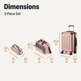 Amazon Basics 3 - Piece Luggage Set, Including One 22" Expandable Hardside Suitcase With 8 Spinner Wheels, One 15 - inch Tote Bag, and One 10 - inch Compact Travel Bag, Rose Gold