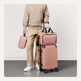 Amazon Basics 3 - Piece Luggage Set, Including One 22" Expandable Hardside Suitcase With 8 Spinner Wheels, One 15 - inch Tote Bag, and One 10 - inch Compact Travel Bag, Rose Gold