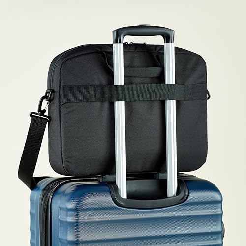 Amazon Basics Laptop Carrying Case with Shoulder Strap and Handle, Large Capacity, 15.6 in, Black