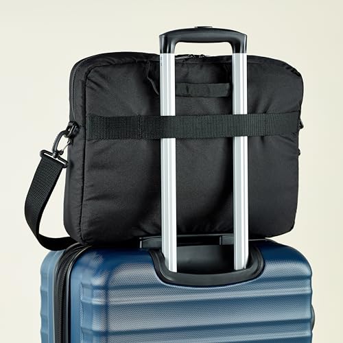Amazon Basics Laptop Shoulder Bag with Compartments, 17.3 - inch, Black, Large Capacity, Fits Dell, HP, ASUS, Lenovo, MacBook Pro and more