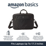 Amazon Basics Laptop Shoulder Bag with Compartments, 17.3 - inch, Black, Large Capacity, Fits Dell, HP, ASUS, Lenovo, MacBook Pro and more