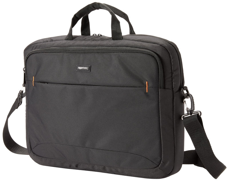 Amazon Basics Laptop Shoulder Bag with Compartments, 17.3 - inch, Black, Large Capacity, Fits Dell, HP, ASUS, Lenovo, MacBook Pro and more