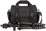 Amazon Basics Large DSLR Gadget Bag for Camera Storage with Shoulder Strap, Black with Grey Interior