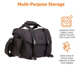 Amazon Basics Large DSLR Gadget Bag for Camera Storage with Shoulder Strap, Black with Grey Interior