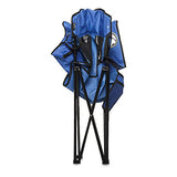 Amazon Basics Portable Folding Camping Chair with 4-Can Cooler, Side Pocket, Cup Holder, and Carry Bag, Sturdy, Breathable Mesh Back, Large, Blue