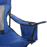 Amazon Basics Portable Folding Camping Chair with 4-Can Cooler, Side Pocket, Cup Holder, and Carry Bag, Sturdy, Breathable Mesh Back, Large, Blue