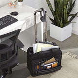 Amazon Basics Rolling Wheeled Laptop Bag, 15.6 in, Black, Sturdy with Compartments and Locking Handle