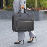 Amazon Basics Rolling Wheeled Laptop Bag, 15.6 in, Black, Sturdy with Compartments and Locking Handle
