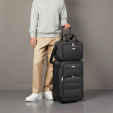 Amazon Basics Softside Luggage Set, 23 - Inch Expandable Suitcase with Wheels and 15 - Inch Tote, Extra Space (+15%), Front Pockets, Telescopic Handle, Black