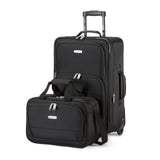 Amazon Basics Softside Luggage Set, 23-Inch Expandable Suitcase with Wheels and 15-Inch Tote, Extra Space (+15%), Front Pockets, Telescopic Handle, Black