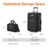 Amazon Basics Softside Luggage Set, 23 - Inch Expandable Suitcase with Wheels and 15 - Inch Tote, Extra Space (+15%), Front Pockets, Telescopic Handle, Black