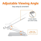 Amazon Basics Sturdy and Portable Ergonomic Laptop Stand for Desk, Height Adjustable Riser with Ventilated Cooling, Foldable, Fits all Laptops up to 17.3 Inch, Silver, 10 x 8.7 x 6 in