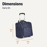 Amazon Basics Underseat Carry - On Luggage with Wheels, 14" Rolling Travel Bag, Fits Under the Seat with Multiple Pockets and Compartments, Navy Quilted